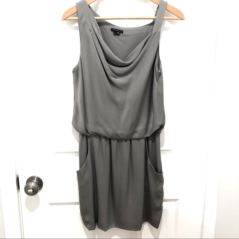 Silk asymmetrical dress.  Clean/classy work outfit with a black blazer. - Picture 1 of 3